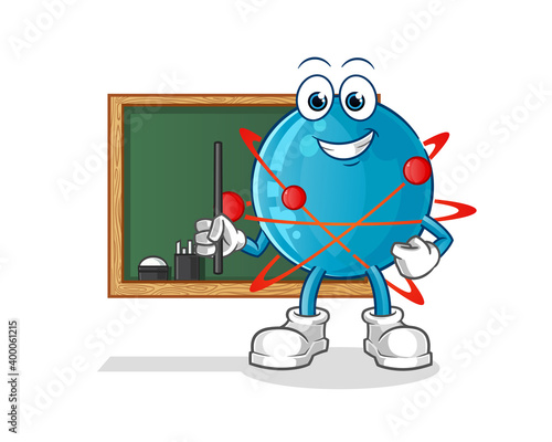 atom teacher vector. cartoon character