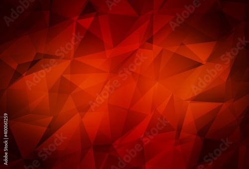 Dark Red vector shining triangular backdrop.