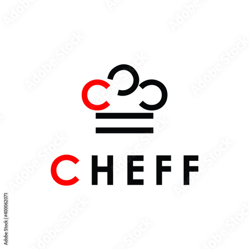 Modern chef hat letter C outline cloud logo vector simple flat minimalist illustration design 