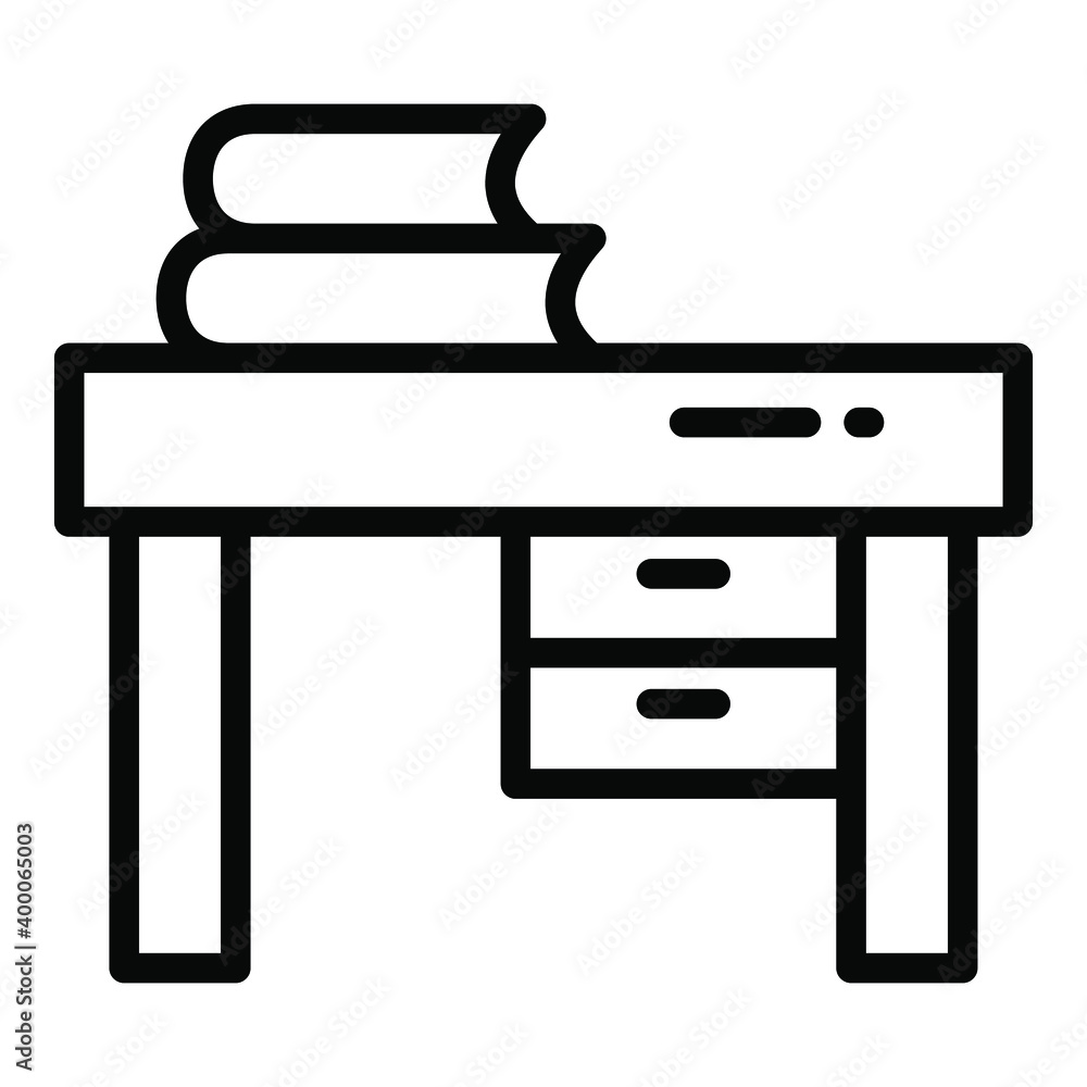 study table line icon, school and education icon study table line icon, school and education icon