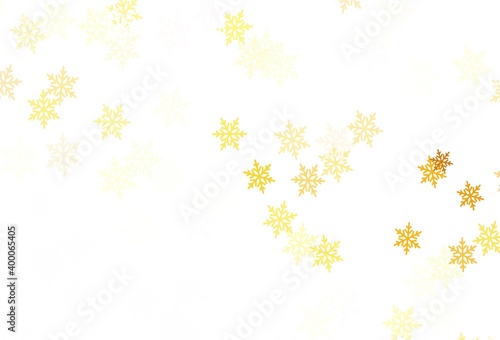 Light Orange vector background with xmas snowflakes, stars.