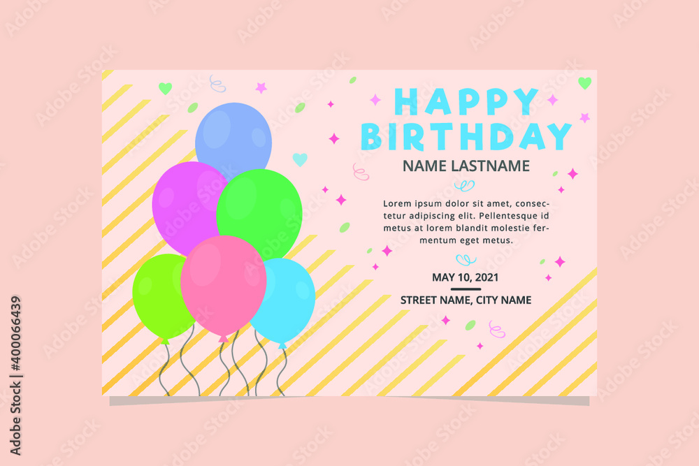 Elegant happy birthday banner. Birthday invitation banner flat design