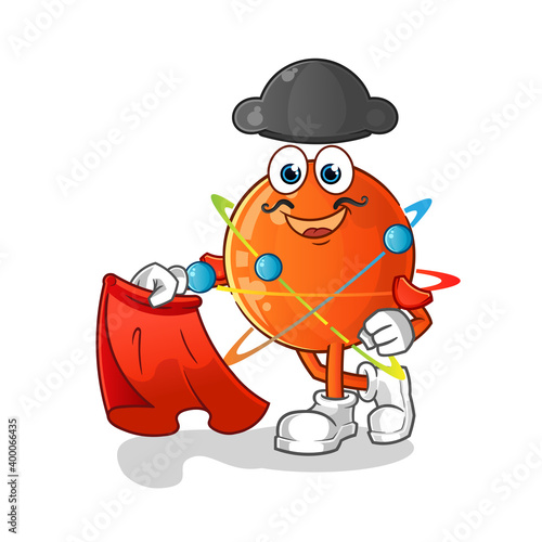 atom matador with red cloth illustration. character vector