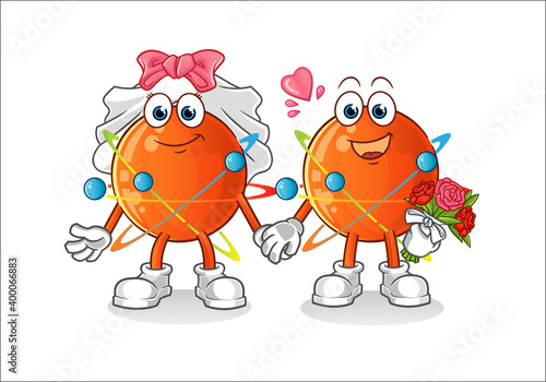 atom wedding cartoon. cartoon mascot vector