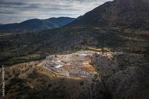 Mycenae's burial complex of the citadel of Mycenae. Archaeological of Mycenae in Peloponnese, Greece photo