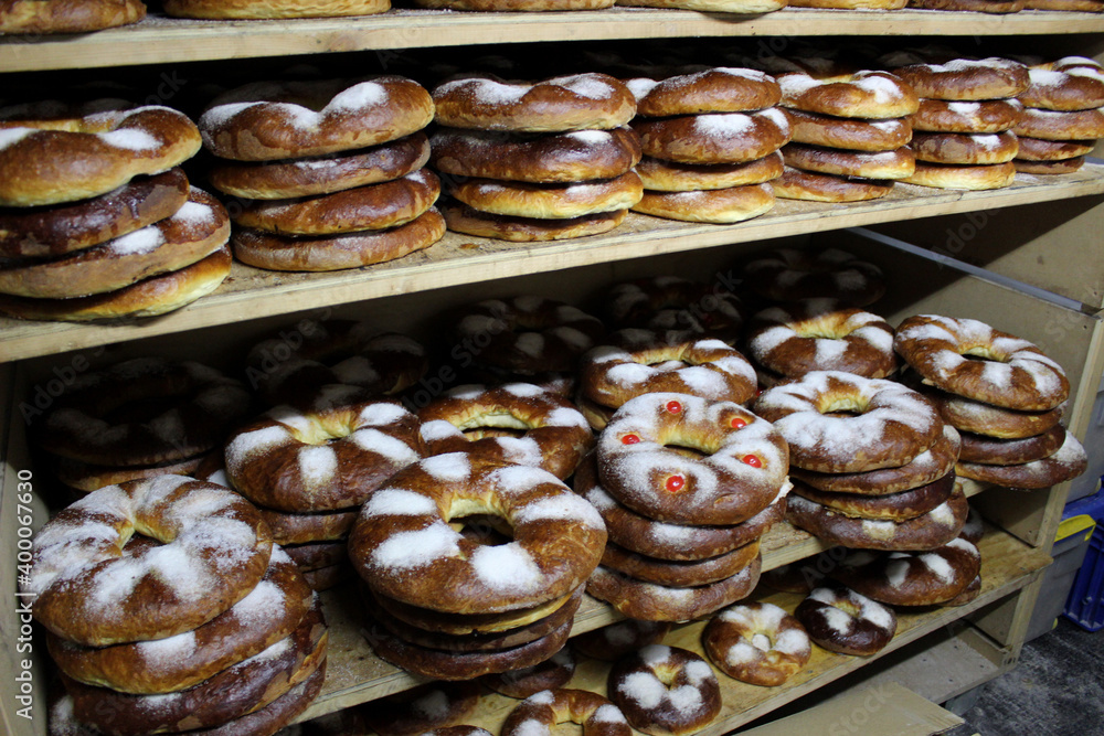 Roscones, traditional sweet that is consumed in Spain on dates like Christmas Roscones, traditional sweet that is consumed in Spain on dates like Christmas