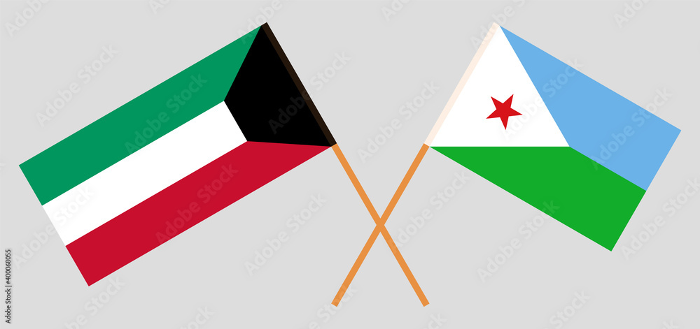 Crossed flags of Kuwait and Djibouti Crossed flags of Kuwait and Djibouti