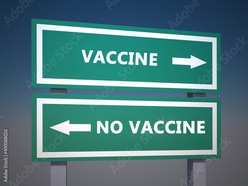 Vaccine or no vaccine. Covid-19 vaccination concept.. 3D render, illustration photo