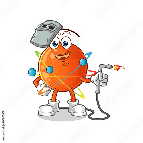 atom welder mascot. cartoon vector