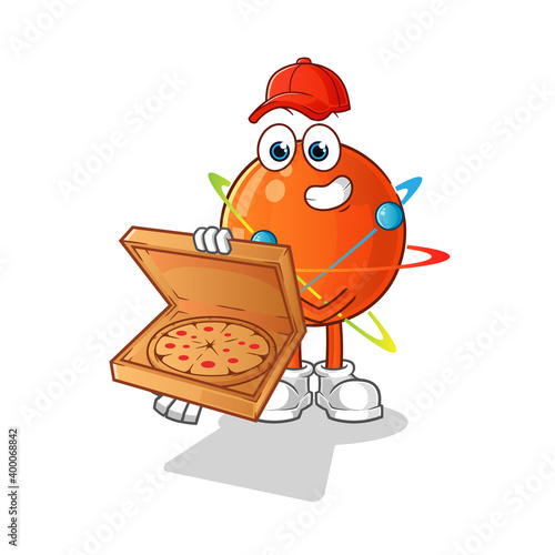 atom pizza delivery boy vector. cartoon character