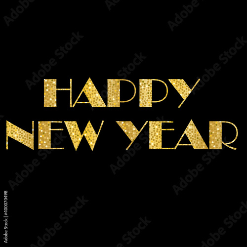 gold art deco happy new year typography vector