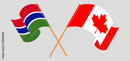 Crossed and waving flags of the Gambia and Canada
