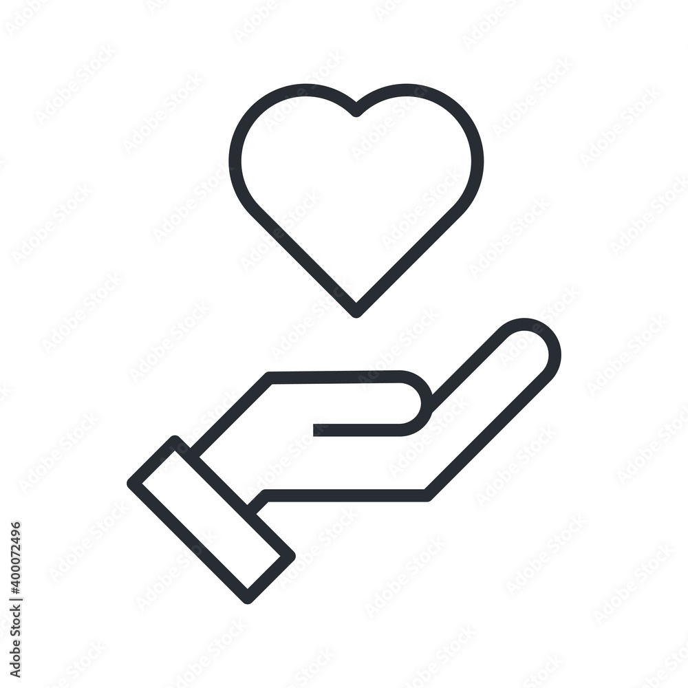 Heart in hand flat icon isolated on white background. Heart in hand flat icon isolated on white background.