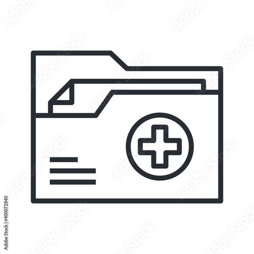 Medical health record folder flat icon for healthcare.