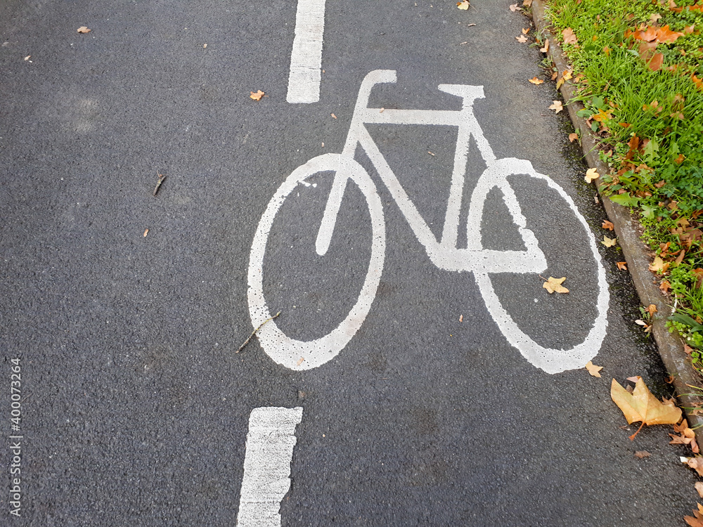 High angle shot of empty bicycle lane in the city. Healthy mobility concept in the city High angle shot of empty bicycle lane in the city. Healthy mobility concept in the city