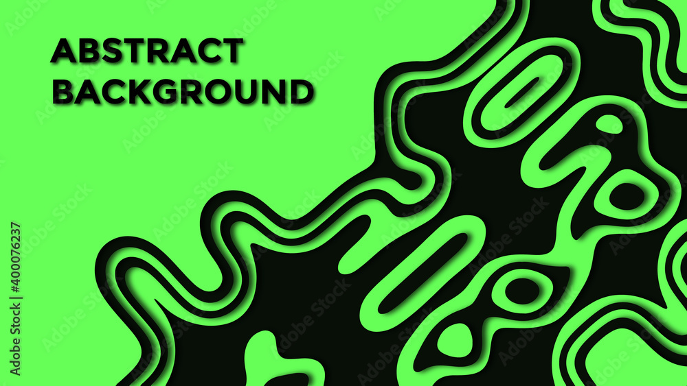 Layered background with wavy relief forms. Smooth shapes in green and black colors in papercut style Layered background with wavy relief forms. Smooth shapes in green and black colors in papercut style