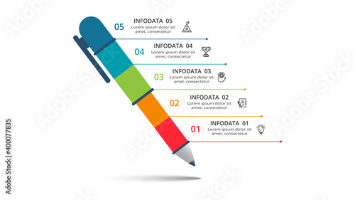 Creative concept for infographic with 5 steps, options, parts or processes. Business data visualization