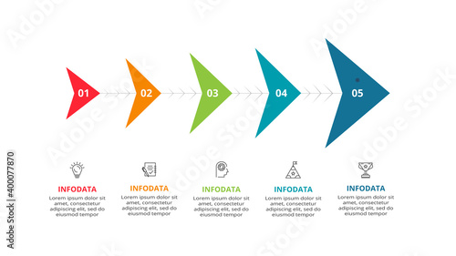 Creative concept for infographic with 5 steps, options, parts or processes. Business data visualization