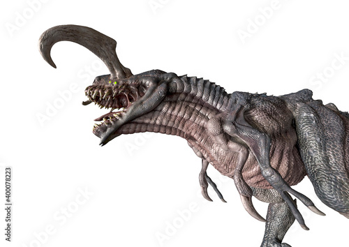 alien dinosaurs in white background side view