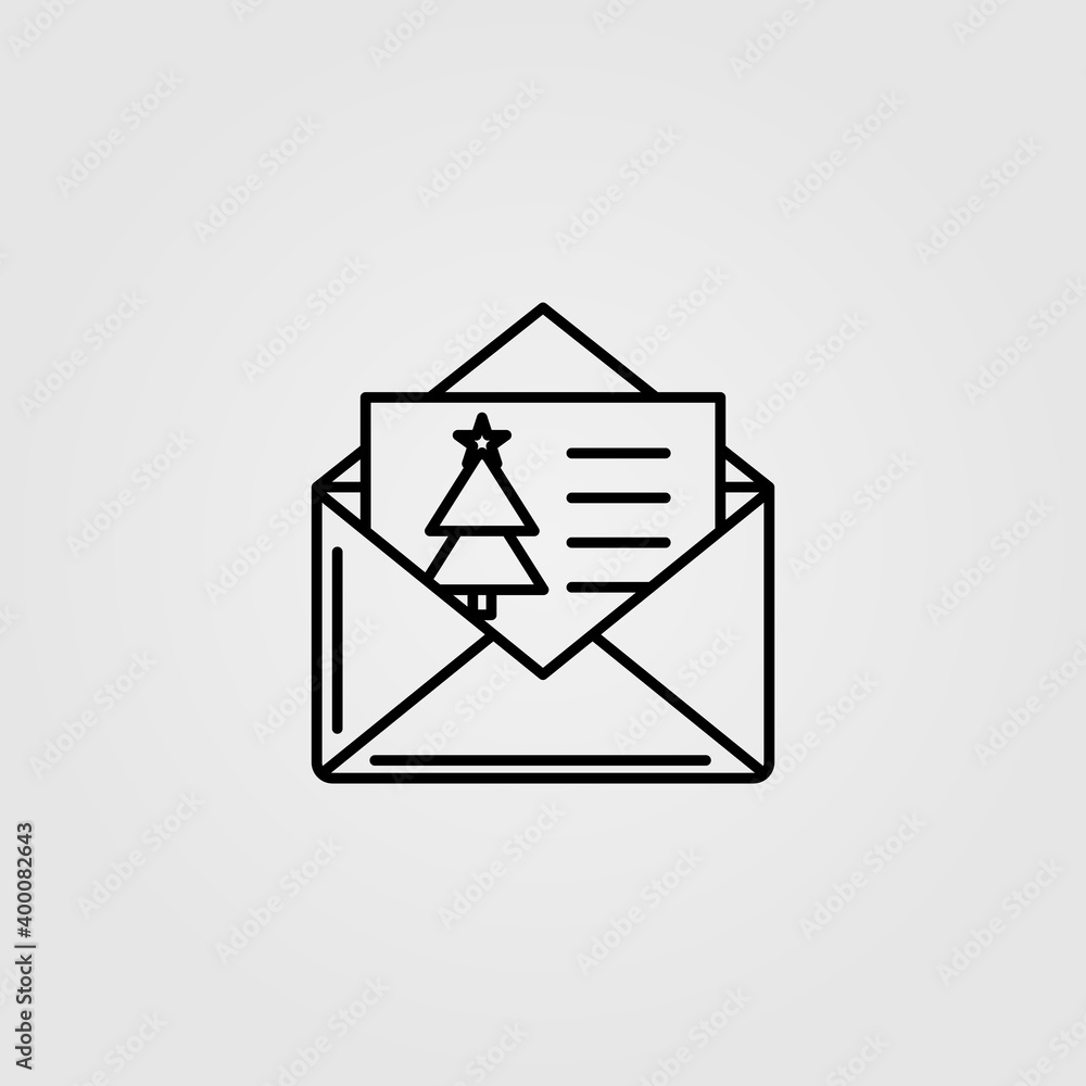 Christmas greeting card icon isolated on white background. Christmas greeting card icon isolated on white background.
