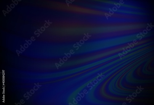 Dark BLUE vector background with curved circles.