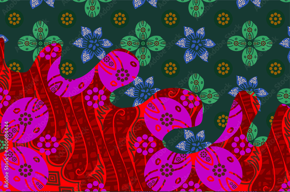 This design is a development of the Batik Parang, Kawung, and flora motifs into works of art for all kinds of purposes