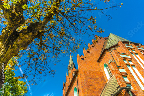 Historic Neo-gothic Prussian Sacred Jesus Heart Parish Church in Elk, Poland photo