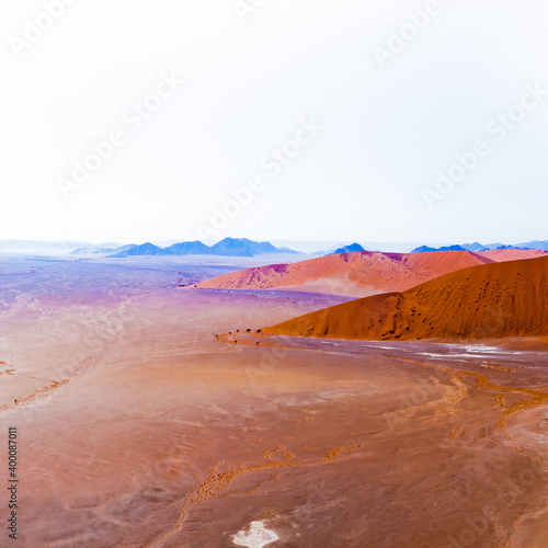 View from top of a dune in Namib Naukluft Park - Sesiem - Sossusvlei