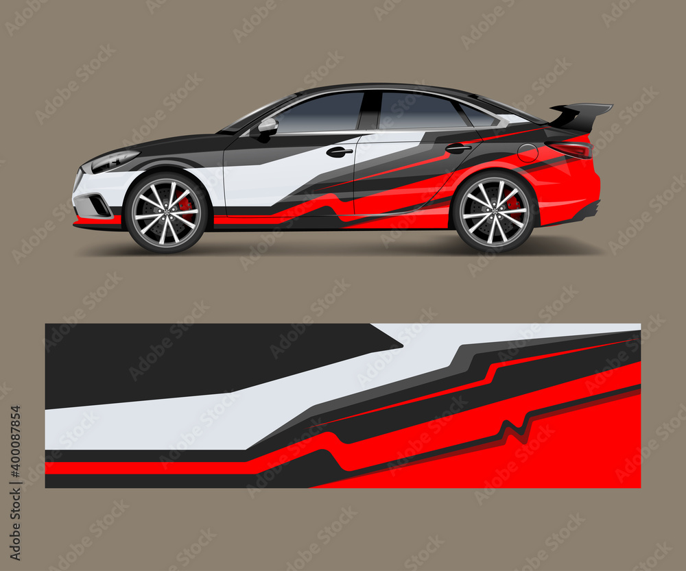 Naklejka premium abstract stripe for racing car wrap, sticker, and decal design vector.