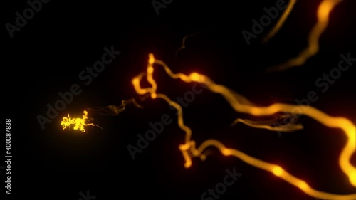 Orange Glowing Lightning Thunderbolt towards Cam Graphic Element Loop Overlay photo