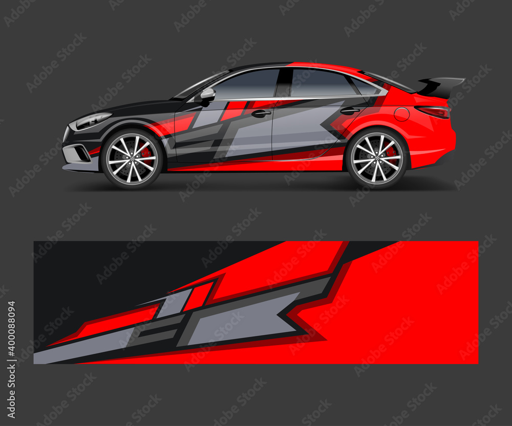 Car wrap decal design vector. Graphic abstract racing designs for vehicle, , race, adventure template design vector