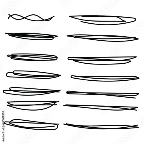 Set of handmade, hand drawn underline strokes isolated on white background EPS Vector
