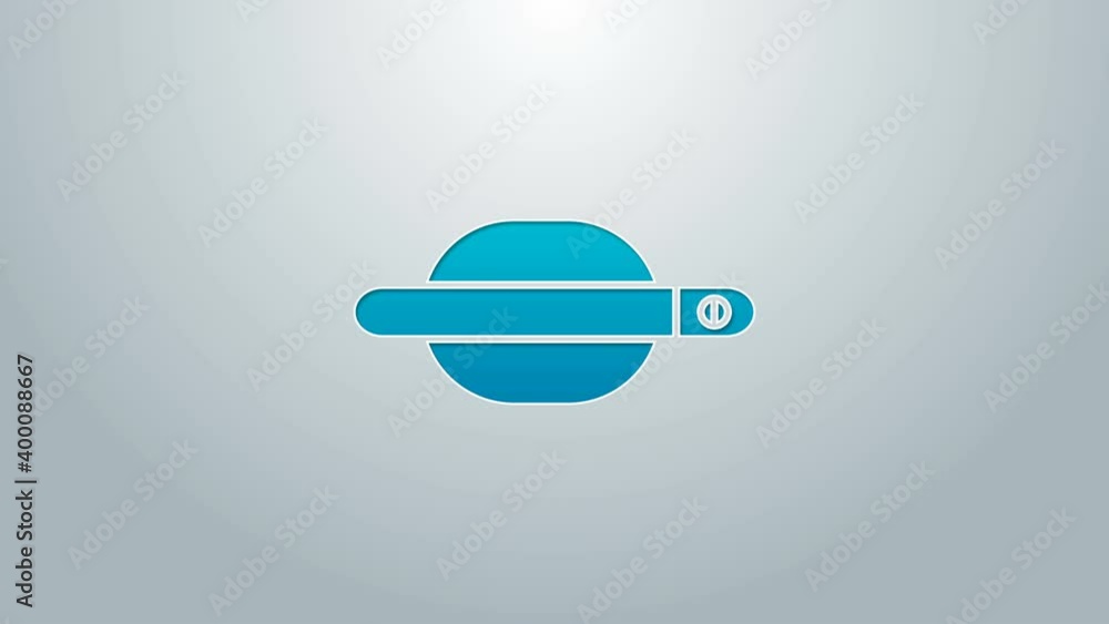 Blue line Car door handle icon isolated on grey background. 4K Video motion graphic animation Blue line Car door handle icon isolated on grey background. 4K Video motion graphic animation