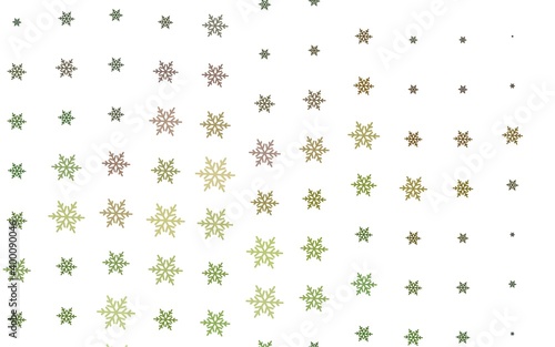 Light Green  Yellow vector texture with colored snowflakes  stars.