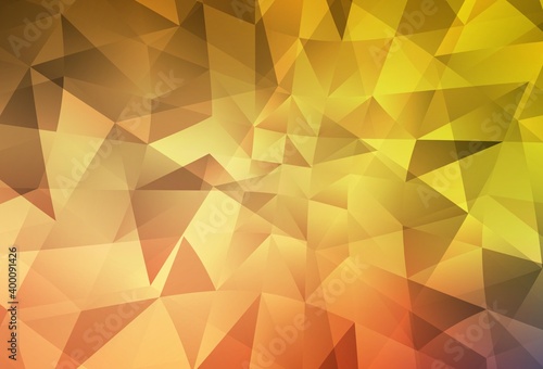 Light Red, Yellow vector gradient triangles pattern.