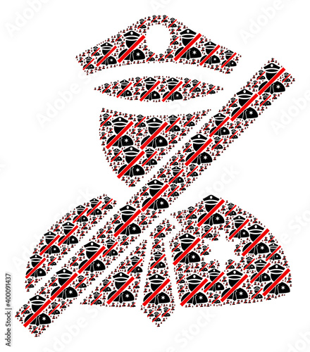 Recursive mosaic for blacklisted police man. Flat vector blacklisted police man mosaic is designed from repeating recursive blacklisted police man parts.
