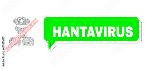Misplaced Hantavirus green chat dialof shape and blacklisted policeman mesh structure. Vector flat blacklisted policeman, built from flat mesh.