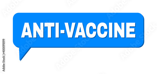 Conversation ANTI-VACCINE Colored Cloud Message. ANTI-VACCINE text is located inside colored cloud with shadow. Vector quote label inside message frame.