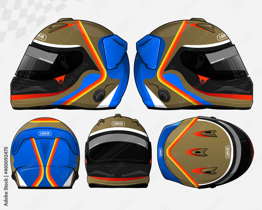 Racing helmet design template set Stock Vector | Adobe Stock