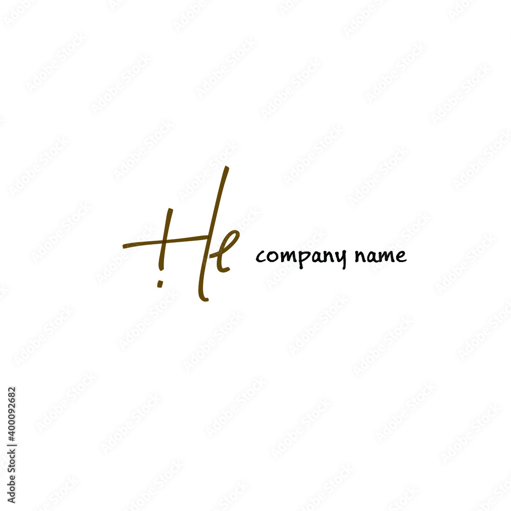 HE handwritten logo for identity