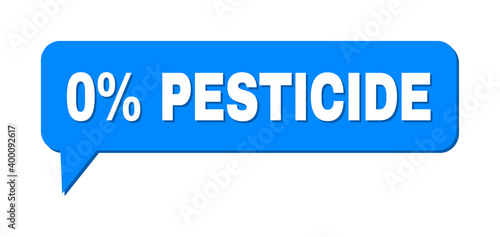 Chat 0% PESTICIDE Colored Cloud Frame. 0% PESTICIDE caption is located inside colored cloud with shadow. Vector quote label inside chat frame.