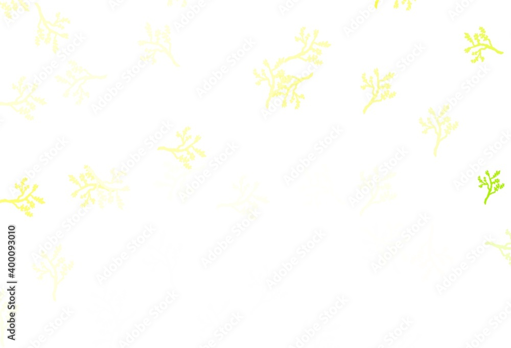 Light Green, Yellow vector doodle template with branches.
