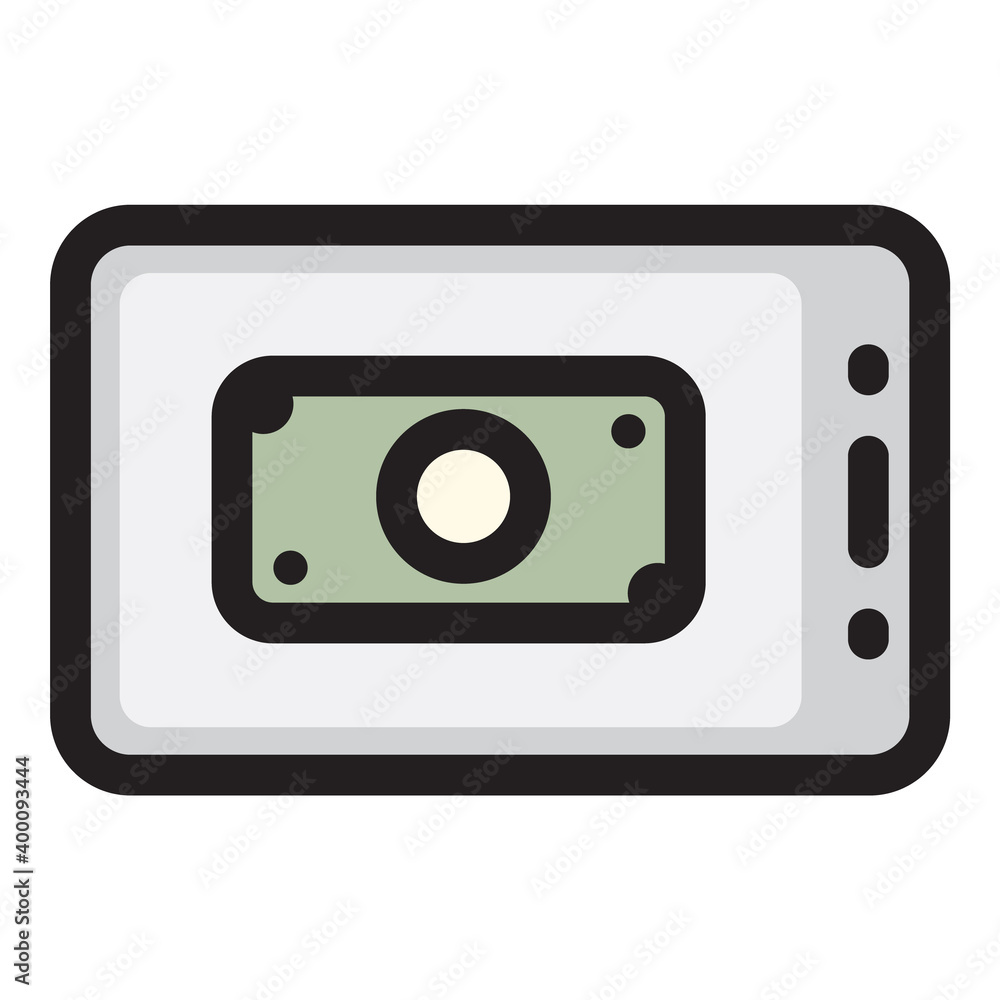 Finance Banknote Payment Mobile Flat Icon Isolated On White Background Finance Banknote Payment Mobile Flat Icon Isolated On White Background