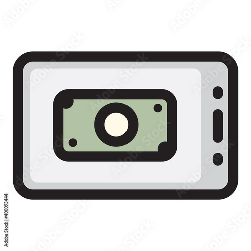 Finance Banknote Payment Mobile Flat Icon Isolated On White Background