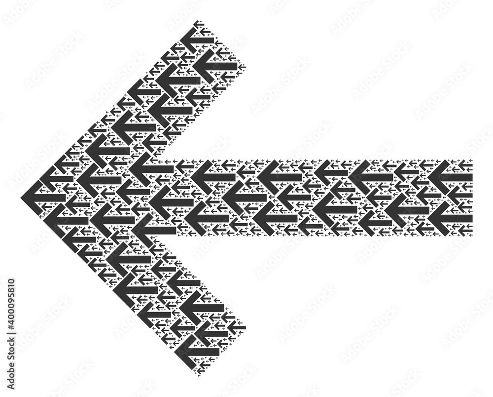 Fototapeta premium Repeating mosaic of arrow left. Flat vector arrow left composition is designed with repeating itself arrow left parts.