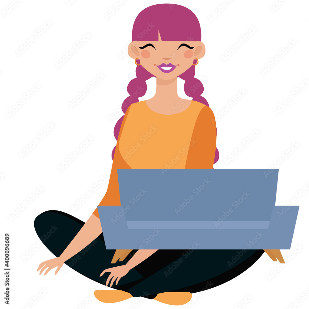 Isolated girl black head hygge style icon - Vector Isolated girl black head hygge style icon - Vector