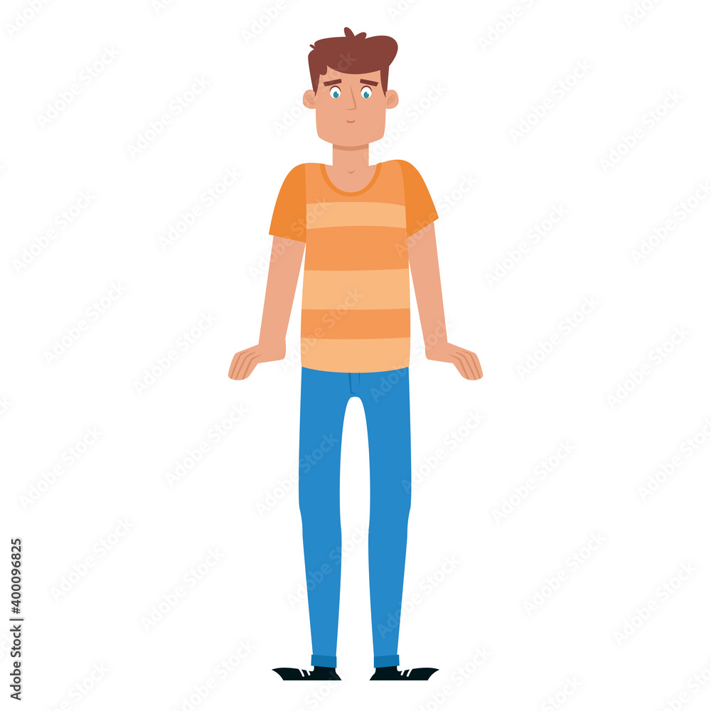 Isolated man with t-shirt hygge style icon - Vector