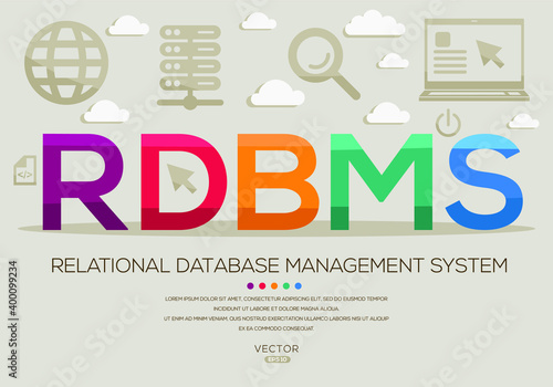 RDBMS mean (Relational Database Management System) Computer and Internet acronyms ,letters and icons ,Vector illustration.
