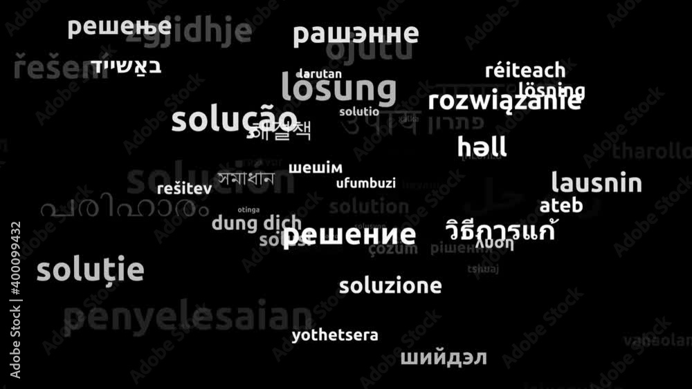 Solution Translated in 61 Worldwide Languages Endless Looping 3d Zooming Wordcloud Mask Solution Translated in 61 Worldwide Languages Endless Looping 3d Zooming Wordcloud Mask