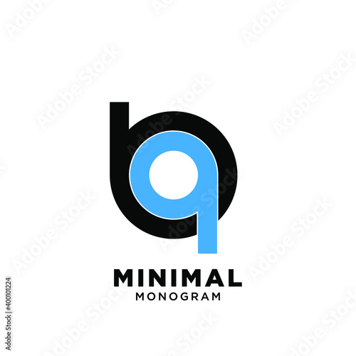minimal initial letter bq  qb simple vector design isolated background